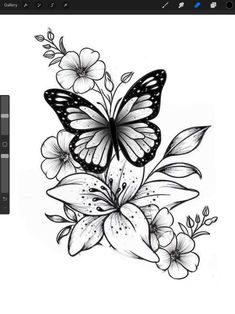 an image of flowers and butterflies on the screen