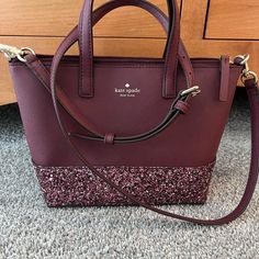 Kate Spade Medium Sized Bag With Crossbody Straps That Can Be Removed. Never Used - New Without Tags. Kate Spade Burgundy Bags For Everyday Use, Kate Spade Crossbody Bag For Party, Kate Spade Crossbody Party Bag, Kate Spade Purple Shopping Bag, Kate Spade Purple Evening Bag, Party Leather Bags By Kate Spade, Medium Sized Bags, Designer Purses, Purses Designer