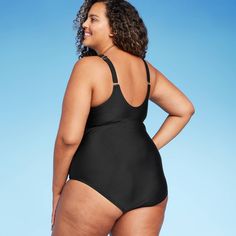 For a swimwear piece you'll wear again and again, look no further than the Grommet Scallop Full Coverage One-Piece Swimsuit from Kona Sol™. This one-piece swimsuit has a full coverage design that provides full torso and seat coverage for a modest cut you'll feel great in. A scalloped scoop neckline and lace-up detailing at the bust put a fun spin on a classic one-piece silhouette, and shirring at the stomach and sides helps to create a flattering look. Ensures you're supported whether or not you Scalloped One Piece Swimsuit, Fancy Suit, Cut Out One Piece, Swimsuit Design, Black One Piece Swimsuit, Classic Suit, Tall Girl, Swim Suit Bottoms, Twist Front