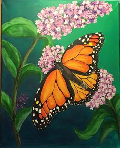 a painting of a butterfly on a flower