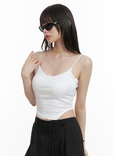 solid-cami-top-with-pads-cy414 / White Solid Stretch Summer Tops, Trendy Fitted Solid Tops, Basic Sleeveless Top With Built-in Bra, Basic Fitted Tops With Built-in Bra, Spring Cami Top With Built-in Bra, Fitted Cami Top With Built-in Bra, Trendy White Slim Fit Tops, Cropped Cotton Tops With Built-in Bra, Trendy Cotton Tops With Built-in Bra