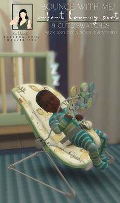 a baby is laying in a rocking chair