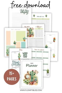 Free 2024 Cactus Planner Now Available! Year Planner 2025, Daily Planner Template Free, Watercolor Board, Free Monthly Planner, Free Planner Inserts, Free Planner Printables, Planner Freebies, Weekly Planner Sheets, Personal Budget Planner