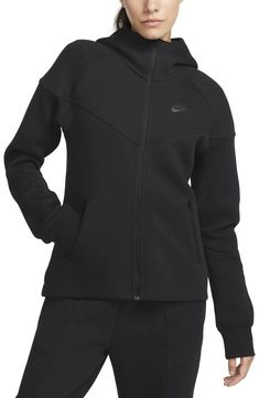 Nike Sportswear Tech Fleece Windrunner Zip Hoodie | Nordstrom Nike Noir, Black Sportswear, Tech Fleece Hoodie, Nike Sportswear Tech Fleece, Nike Sportswear Women, Tops Nike, Nike Tech Fleece, Nike Tech, Tech Fleece