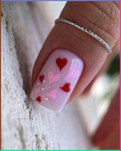 Looking for Valentine's Day nails ideas? We've put together a list of the best 10 designs out there—including these heart nail designs. Click through to see them all! Valentines Nail Art Designs, Vday Nails, Unghie Nail Art, Heart Nail Designs, Red Valentine, February Nails, Valentine Nails, Pinterest Nails