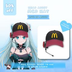 the hat is designed to look like a mcdonald's girl with long white hair