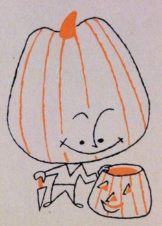 a drawing of a pumpkin holding a jack - o'- lantern