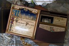 an ornate wedding card and its envelope