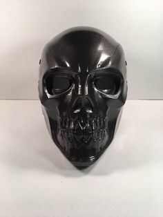 WWW.MAXXGREY.COM. LISTING IS FOR THE METALLIC BLACK NIGHT FULL BLACK MASK HELMET ONLY. I do have just the front listed. I offer the mask in any color, makes a good Skeletor or Red Skull mask as well. Black Mask full helmet, Metallic Black Night is shown in pic and I also have flat black listed as well. Mask comes painted with No 3D Print Lines. Made out of PLA plastic, primed and filled so it's very durable. Mask comes with elastic straps on the inside holding the front and back pieces together. Red Hood Helmet, Comic Costume, Jason Todd Batman, Arkham Origins, Robin Comics, Dc Villains, Black Night, Skull Mask, Red Skull