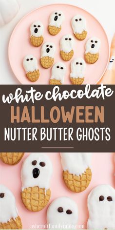 No-bake Halloween Nutter Butter Ghosts. Halloween Goody Bags, Chocolate Halloween, Treats For Kids, Halloween Foods, Foods To Try, Recipe For Kids, Halloween Treats For Kids, Butter Cookie