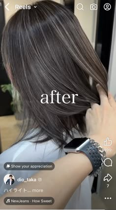 Grey Blending On Dark Brown Hair, Gray Blending Asian Hair, Dark Brown Grey Blending, Gray Lowlights, Baby Highlights Dark Hair, Baby Lights On Dark Hair, Silver Highlights On Dark Hair, Grey Blending Highlights Dark Brown, Hair W Highlights