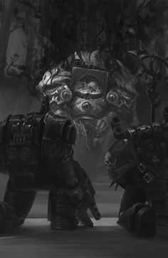 an image of some kind of warhammers in black and white