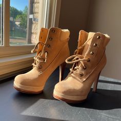 Nine West High Heel Boots Size 6.5 / Light Brown/Beige W Laces / New Without Tags Without Box / Never Worn Nine West Boots, West Boots, Nine West Shoes, Heel Boots, Brown Beige, High Heel Boots, Shoes Heels Boots, Nine West, Light Brown