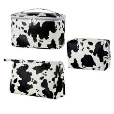 Set Of 3 Cow Print Travel Bags. Brand New, Never Used, Still In Package. Makeup Bag Set, Printed Makeup Bag, Cosmetic Bag Set, Small Makeup Bag, Makeup Travel Case, Small Makeup, Travel Toiletries, Makeup Bags, Toiletry Bag Travel