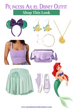 the little mermaid costume is featured in this image with text that reads, princess ariel disney outfit