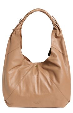 This sophisticated tumbled leather hobo bag is designed with a slouchy silhouette and a spacious interior, manifesting endless styling possibilities. Magnetic top closure Lined Leather Imported Versatile Leather Hobo Bag With Leather Handles, Versatile Leather Hobo Bag With Double Handle, Versatile Everyday Hobo Bag With Leather Lining, Chic Hobo Bag With Leather Lining For Everyday Use, Chic Everyday Hobo Bag With Leather Lining, Chic Leather Hobo Bucket Bag, Versatile Leather Hobo Bag In Satchel Shape, Chic Hobo Bag With Smooth Grain For Shopping, Chic Leather Hobo Bag With Leather Lining