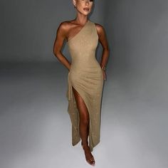 Features: Introducing our Elegant Backless Sexy Maxi Dress for Women, featuring a diagonal collar and sleeveless design for a sleek and alluring look. Perfect for any party or club event, this dress also boasts a thigh-high split and bodycon silhouette for a trendy and figure-flattering fit. Elevate your fashion game with this must-have piece. Maxi Dress For Women, Maxi Dress Sale, Halter Maxi Dress, Prom Dress Shopping, Dress Sale, Halter Maxi, Halter Maxi Dresses, Dress Sleeveless, Glamorous Evening Gowns