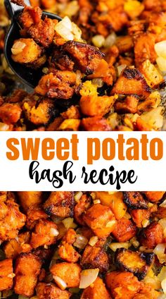 sweet potato hash browns recipe with text overlay