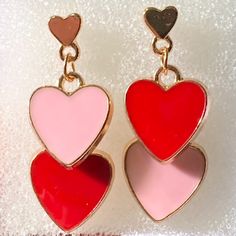 Adorable Triple Layered Enamel Heart Earrings. Each Layer Flows Freely For Easy Wear. Available In Many Colors. See My Other Listings For More Jewelry. Bundle To Save On Shipping. #E194 Cute Rose Gold Earrings For Valentine's Day, Trendy Double Heart Earrings For Valentine's Day, Red Heart Earrings For Mother's Day, Cute Heart Print Earrings For Valentine's Day, Trendy Red Double Heart Earrings, Cute Red Heart Earrings For Pierced Ears, Cute Red Heart Earrings, Cute Red Heart Earrings For Valentine's Day, Dangle Heart Earrings With Heart Print For Valentine's Day