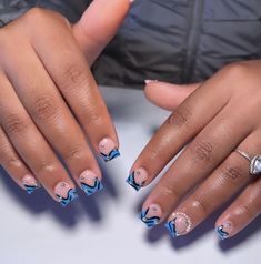 Shorties Nails Design, Shorties Nails Square Simple, Blue Short Acrylic Nails, Nails Board, Nail Aesthetic, Nail Board