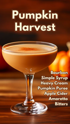 Pumpkin Harvest Pumpkin Cocktails, Pumpkin Apple Cider, Amaretto Cocktails, Autumn Cocktail, Apples Recipes, Cocktail Cards, Holiday Party Drinks, Apple Cider Cocktail, Apple Cocktail