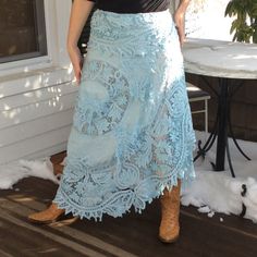 Witchy Closet, Tablecloth Sewing, Tablecloth Clothing, Doily Skirt, Lace Long Skirt, Bohemian Fairy, Lace Clothing, Long Skirt Summer, Vintage Lace Weddings