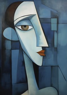 an abstract painting of a woman's face