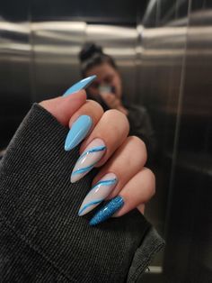 Belleza Aesthetic, Blue Ombre Nails, Aqua Nails, Summer Gel Nails, Purple Acrylic Nails, Beige Nails, Soft Nails