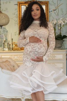 Sadie Lace Maternity Dress - Cream White Maternity Dress Photo Shoots, Maternity Lace Dress, Lace Dress For Women, Kylie Jenner Baby, Nude Slip Dress, Beautiful Maternity Dresses, Cute Maternity Dresses, Making A Wedding Dress, White Maternity Dresses