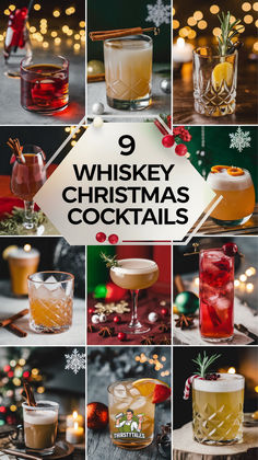 a collage of different types of christmas cocktails