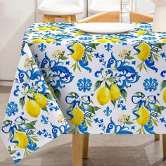 PRICES MAY VARY. Delicate Design - Our tablecloth is designed with lemons and blue patterns against white background, vivid and full of fresh, quite suitable for many occasions. Good Material - Made of polyester material, anti-dust, waterproof, anti-wrinkle and durable, soil resistant, very practical to use. Easy To Care - Our tablecloth can be washed by machine in low-temperature water, and it won't fade, and the no-iron fabric will save your time and energy greatly. Proper Size - Each table cl Lemon Flowers, Lemon Decor, Spring Summer Decor, Lemon Print, Summer Tables, Holiday Party Decorations, Fruit Pattern, Dining Table Decor, Party Table