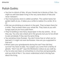 the text on this page says polish gothic you've lived in a block of flats all your friends live in blocks of flats