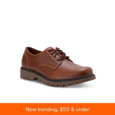 in stock Casual Slip-on Leather Shoes With Goodyear Welt, Classic Plain Toe Walking Shoes For Outdoor, Casual Dress Shoes With Goodyear Welt And Round Toe, Masculine Brown Oxfords With Rubber Sole, Brown Moc Toe Lace-up Shoes With Rubber Sole, Brown Plain Toe Oxfords With Vibram Sole, Semi-formal Oxford Leather Shoes With Branded Insole, Eastland Shoes, Brown Slip-on Goodyear Welted Oxfords