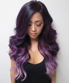 40 Versatile Ideas of Purple Highlights for Blonde, Brown and Red Hair Purple Hair Highlights, Purple Balayage, Purple Ombre Hair, Ombré Hair, Hair Color Purple, Ombre Hair Color, Brunettes, Ombre Hair