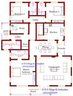 two story house plan with 3 bedroom and 2 bathroom in the middle, which is located on