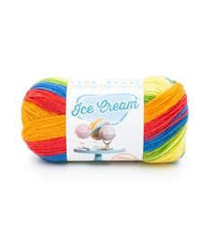 ice cream yarn in multicolors on a white background