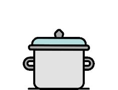 an image of a pot with lid on the stove top icon in flat line style