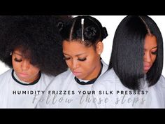 YOUR SILK PRESS WILL NEVER FRIZZ IN HUMIDITY AFTER THIS - YouTube Silk Press Humidity, 4c Hair Straight, Summer 23 Hair, Polished Hairstyles, Humidity Hair, Silk Press Hair, Smell Hair, Natural Haircuts, Hair Doos