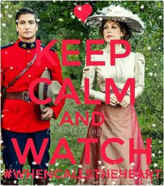 a man and woman dressed in red standing next to each other with the words keep calm and watch