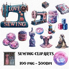 sewing cliparts with lots of different items