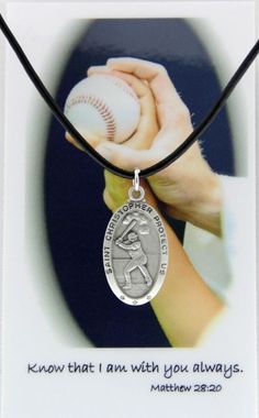 a necklace with a baseball on it that says, know that i am with you always