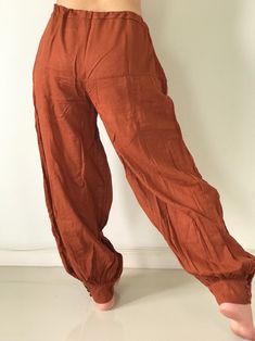 "Cotton Soft Rope Pants, Lady Pants, Light Weight Women Pants If you are looking for some pants that you can wear everywhere, comfortable, relax and Easy to wear. Cotton Soft Pants is Answer!! Nice gift for yourself or your lover Approx. Measurements: Waist 40\" Length 37\" Hip 48\" Inseam 28\" Ankle 12\" FRONT RISE: Measure from the center of the crotch to the top of the waist = 11\" - Condition: Brand new without tags. 100% Cotton - Made in Thailand Shipping & Handling * Parcels will be sh Casual Harem Bottoms For Loungewear, Harem Loungewear Bottoms With Pockets, Casual Harem Lounge Bottoms, Casual Harem Loungewear Bottoms, Harem Pants With Pockets For Loungewear, Comfortable Full-length Harem Pants With Pockets, Casual Harem Bottoms With Elastic Waistband, Comfortable Baggy Solid Pants, Comfortable Baggy Solid Color Pants