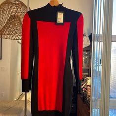 Ballain X Hm Dress New With Tags Size Us 4 Fits Like A Small Designer Red Party Dress, Designer Fitted Red Dress, Designer Red Fitted Dress, Red Bodycon Mini Dress For Work, Balmain Dress, Hm Dress, New Dress, Size 4, Mini Dress