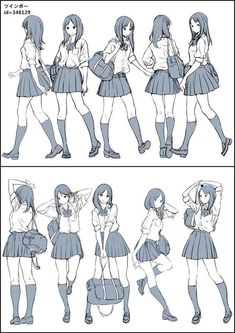 Cute Anime Poses Reference, Character Reference Sheet Base, Anime Sketch