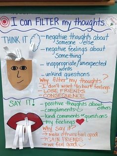 a bulletin board with writing on it that says i can filter my thoughts