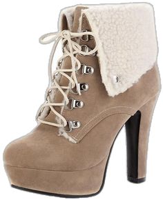 Trendy High Heel Winter Boots, Trendy High Heel Boots For Winter, Winter High Heel Platform Mid-calf Boots, Winter Platform Lace-up Booties, Winter Lace-up Platform Booties, Trendy High Heel Winter Booties, Winter Booties With Reinforced Heel, Winter High Heel Mid-calf Boots With Reinforced Heel, Winter Suede Platform Lace-up Boots