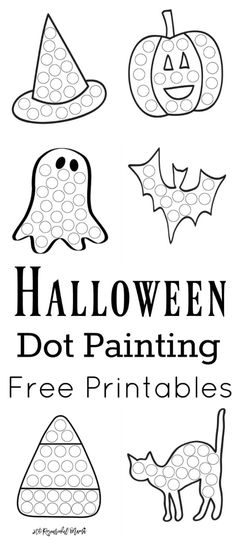 halloween dot painting free printables for kids to color and use on the table