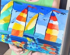 Ocean Art Projects, Art Auction Projects, School Art Activities, Sweet Drawings, Easy Art For Kids, 4th Grade Art, Kids Art Class, Relaxing Art