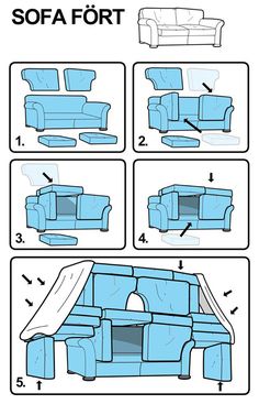 how to make a sofa out of a couch and chair with instructions on the side