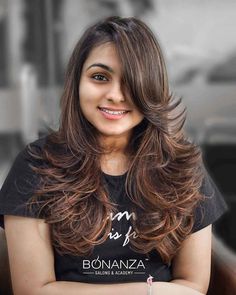 Front Layer Haircut For Long Hair, Indian Haircut For Women, Feathered Layered Haircut, Waterfall Layers Haircut Medium Hair, Front Layered Haircuts, Waterfall Layers Haircut, Choppy Layered Haircuts, Trendy Layered Hairstyles, Indian Hair Cuts